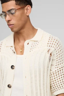 Chemise en maille à points ouverts, coupe régulière