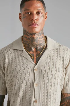 Chemise en maille torsadée Revere à manches courtes