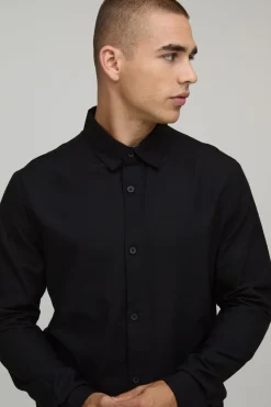 boohooMAN Chemise En Mélange De Lin À Manches Longues Coupe Regular<Homme Ensembles|Chemises