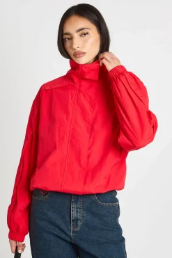 Chemise En Nylon À Large Col Cheminée