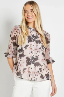 Chemise En Organza À Imprimé Fleuri Avec Détails Plissés Petite