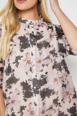 Chemise En Organza À Imprimé Fleuri Avec Détails Plissés Petite