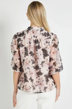 Chemise En Organza À Imprimé Fleuri Avec Détails Plissés Petite