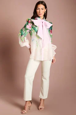 Coast Chemise En Organza À Manches Longues Avec Nœud Lavallière Lisa Tan<Femme Tops