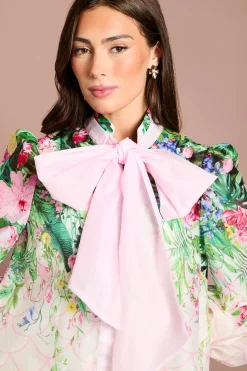 Coast Chemise En Organza À Manches Longues Avec Nœud Lavallière Lisa Tan<Femme Tops