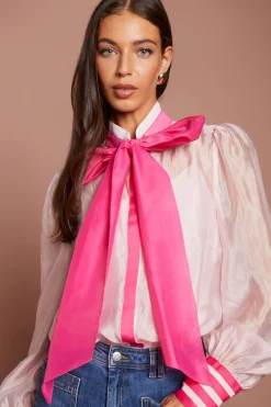 Coast Chemise En Organza À Manches Longues Avec Nœud Lavallière Lisa Tan<Femme Tops
