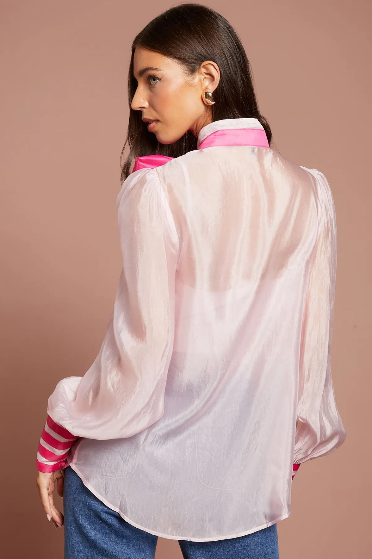 Coast Chemise En Organza À Manches Longues Avec Nœud Lavallière Lisa Tan<Femme Tops
