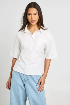 Chemise En Popeline Avec Lien Noué Au Dos