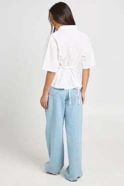 Chemise En Popeline Avec Lien Noué Au Dos