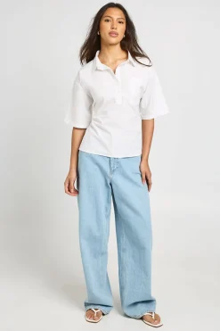 Chemise En Popeline Avec Lien Noué Au Dos