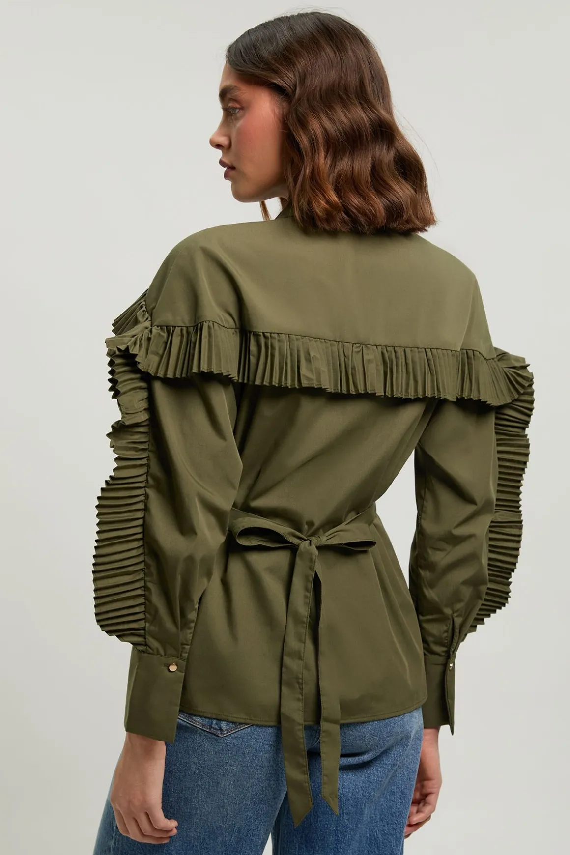 Chemise En Popeline De Coton Avec Détail De Plis Plissés