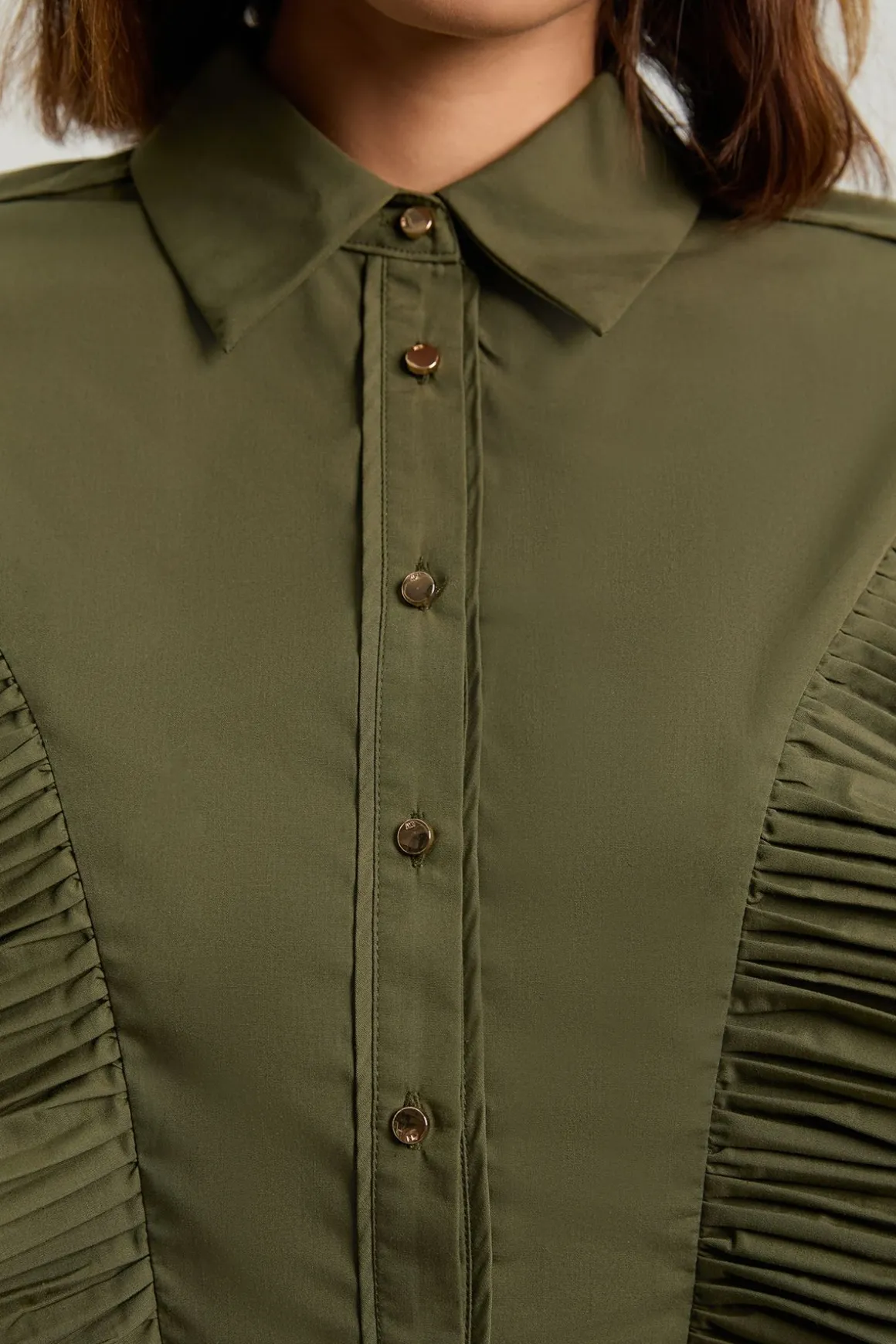 Chemise En Popeline De Coton Avec Détail De Plis Plissés