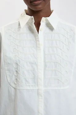 Chemise En Popeline De Coton Avec Détails De Coutures Militaires Petite