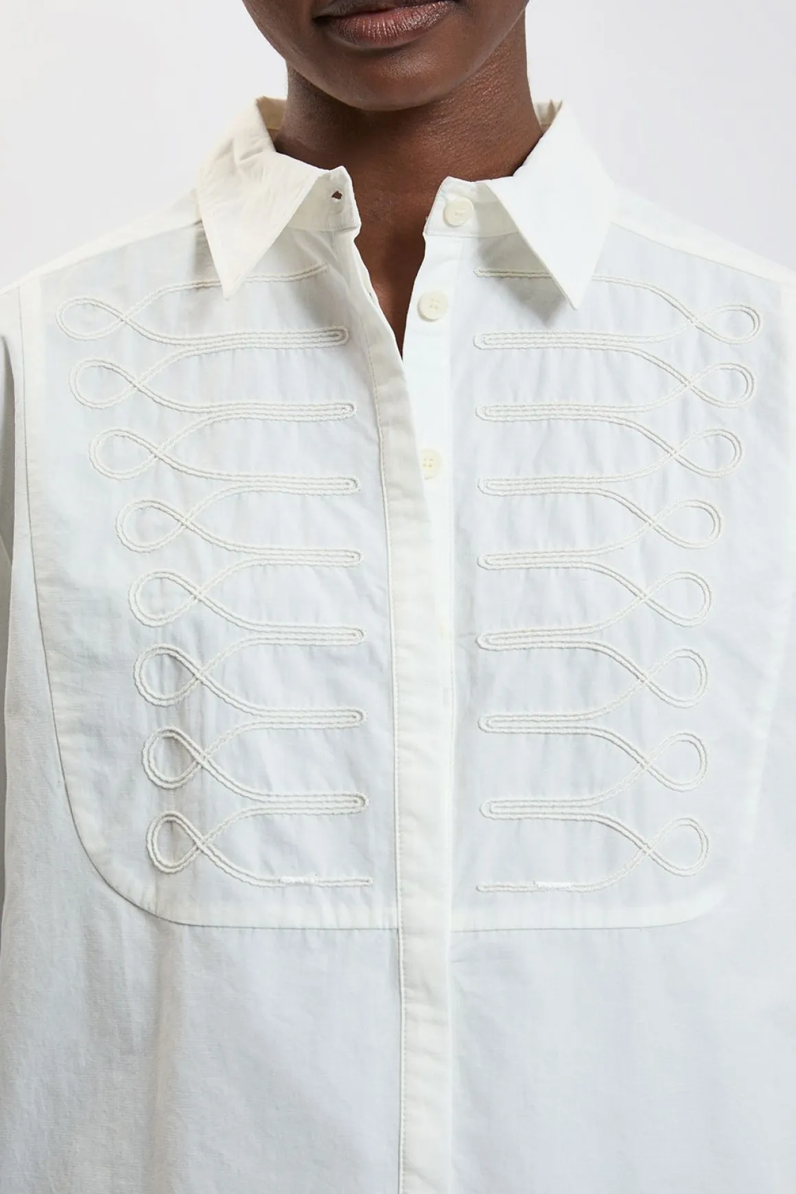 Chemise En Popeline De Coton Avec Détails De Coutures Militaires Petite