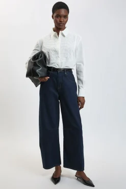 Chemise En Popeline De Coton Avec Détails De Coutures Militaires Petite