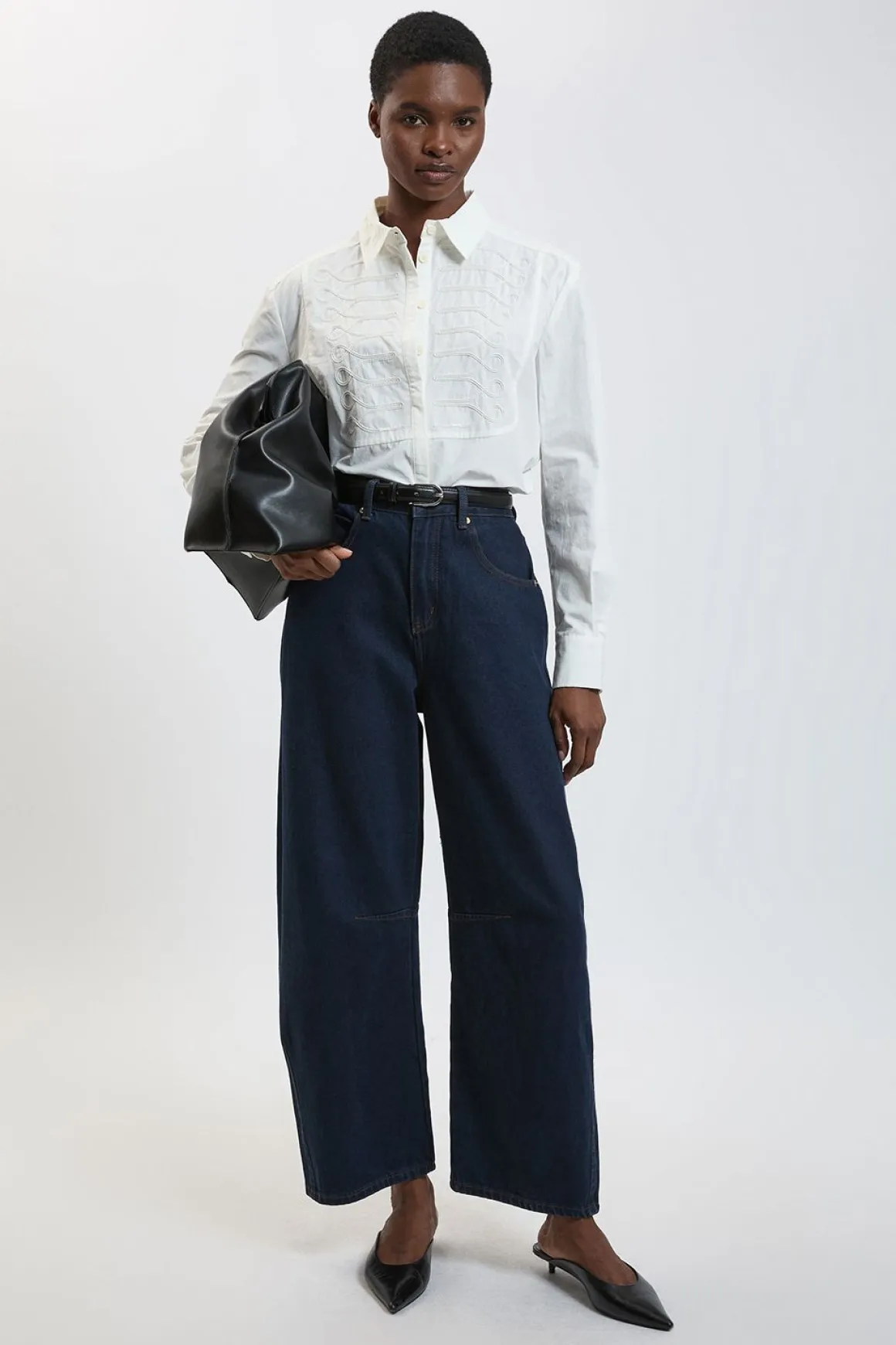 Chemise En Popeline De Coton Avec Détails De Coutures Militaires Petite