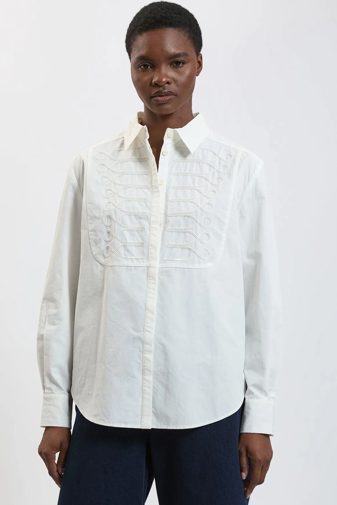 Chemise En Popeline De Coton Avec Détails De Coutures Militaires Petite