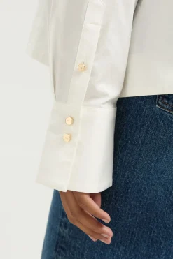 KarenMillen Chemise En Popeline De Coton Avec Broderie Ajourée Grande Taille<Femme Tops D’Automne|Tops