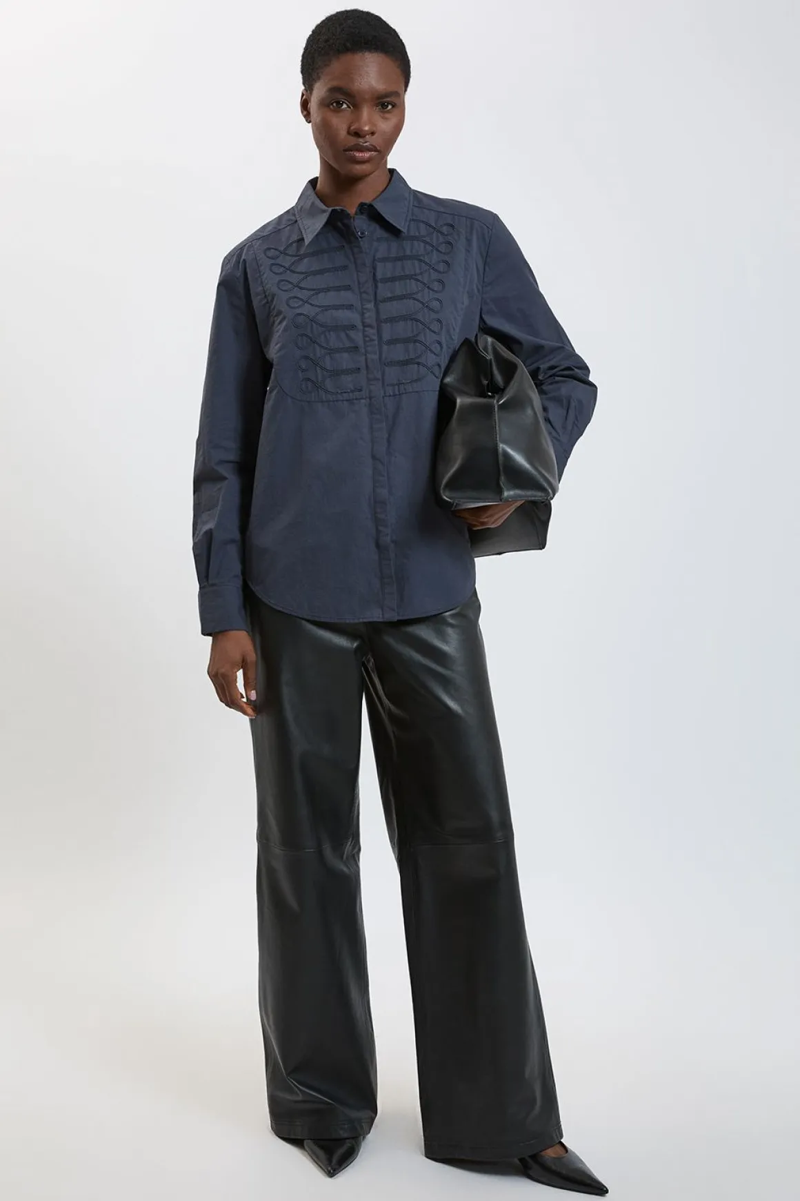 Chemise En Popeline De Coton Avec Détails De Coutures Militaires