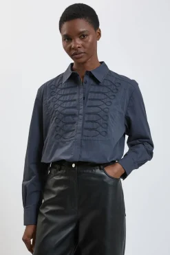 Chemise En Popeline De Coton Avec Détails De Coutures Militaires