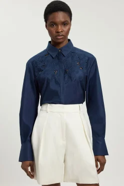 Chemise En Popeline De Coton À Découpes Ajourées