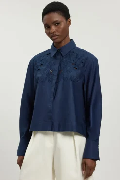 Chemise En Popeline De Coton À Découpes Ajourées
