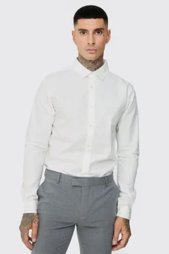 Chemise en popeline haute en blanc