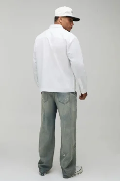 Chemise En Popeline Oversize À Poche Plaquée