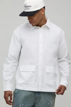 Chemise En Popeline Oversize À Poche Plaquée