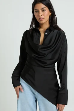 Chemise En Satin À Col Bénitier