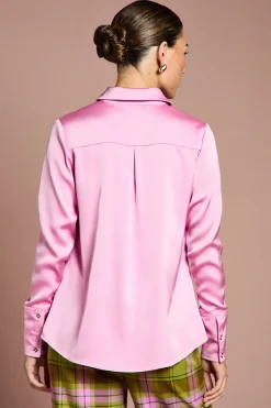 Coast Chemise en Satin Lisa Tan à Manches Longues<Femme Satin Et Dentelle|Tops