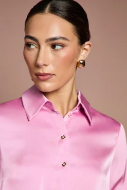 Coast Chemise en Satin Lisa Tan à Manches Longues<Femme Satin Et Dentelle|Tops