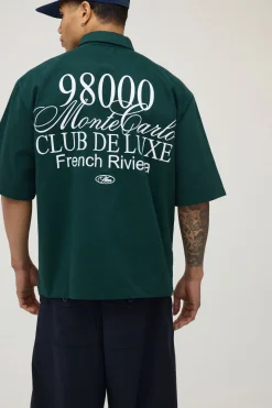 Chemise En Sergé Brodée À Manches Courtes Coupe Ample Monte Carlo