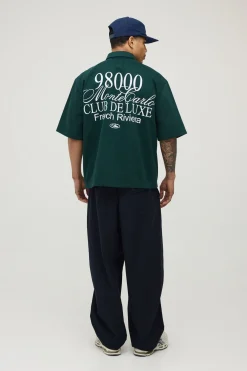Chemise En Sergé Brodée À Manches Courtes Coupe Ample Monte Carlo