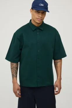 Chemise En Sergé Brodée À Manches Courtes Coupe Ample Monte Carlo