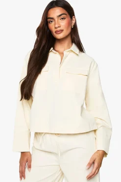 Chemise en sergé à col et poignet fendu