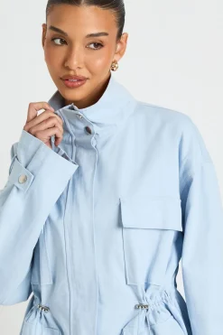 Chemise En Sergé Col Montant Avec Taille Cintrée