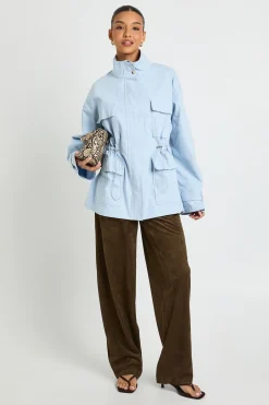 Chemise En Sergé Col Montant Avec Taille Cintrée