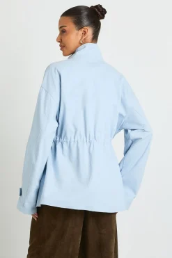 Chemise En Sergé Col Montant Avec Taille Cintrée