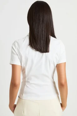 boohoo Chemise En Sergé À Manches Courtes Double Boutonnage<Femme Tops