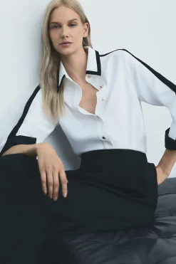 KarenMillen Chemise en sergé tissé à blocs de couleurs<Femme Tops