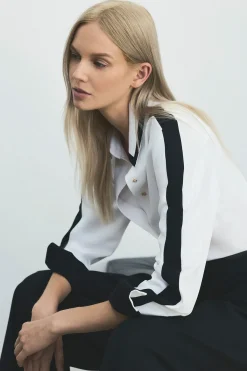 KarenMillen Chemise en sergé tissé à blocs de couleurs<Femme Tops