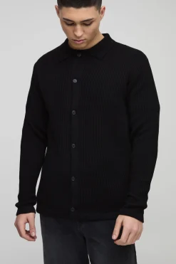 boohooMAN Chemise en tricot à col régulier<Homme Chemises|Maille