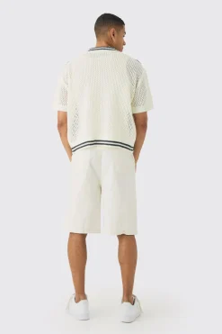 Chemise en tricot oversize, à coupe carrée et points ouverts avec zip
