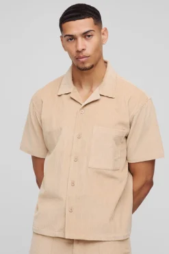 Chemise en velours côtelé boxy acid wash