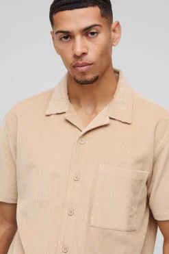 Chemise en velours côtelé boxy acid wash