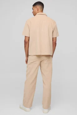 Chemise en velours côtelé boxy acid wash
