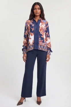 Chemise En Viscose À Imprimé Baroque Avec Détail De Manches Nouées