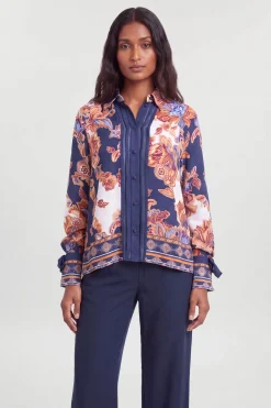 Chemise En Viscose À Imprimé Baroque Avec Détail De Manches Nouées