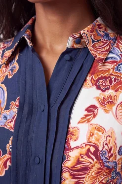Chemise En Viscose À Imprimé Baroque Avec Détail De Manches Nouées